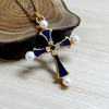 蓝宝石珍珠十字架项链